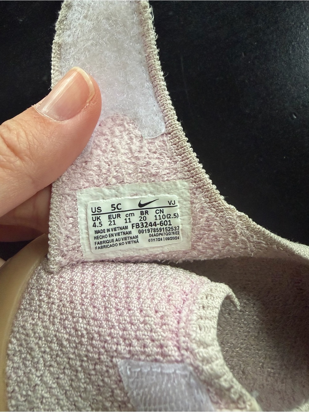 Nike Kids Slip-On Sneakers in Light Pink and Tan - Picture 6 of 6